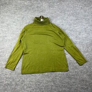 Vintage Weekenders Ribbed Turtleneck Sweater Womens Green Knit USA Made - Medium